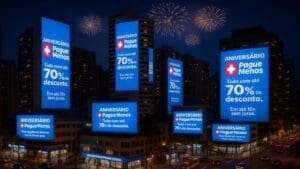 Celebrando 44 anos, Pague Menos aposta em ação com painel de LED