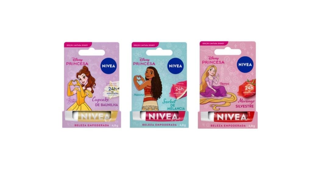 colecao-limitada-de-hidratantes-labiais-nivea-princesas-disney-divulgacao