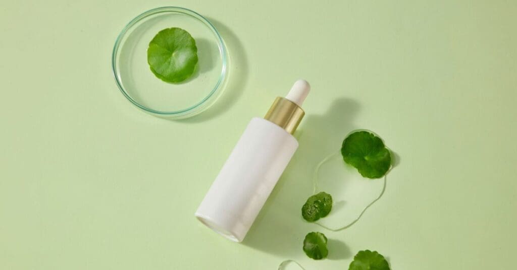 folhas-de-centella-asiatica-conceito-de-ingrediente-de-produtos-de-beleza-skincare-coreano